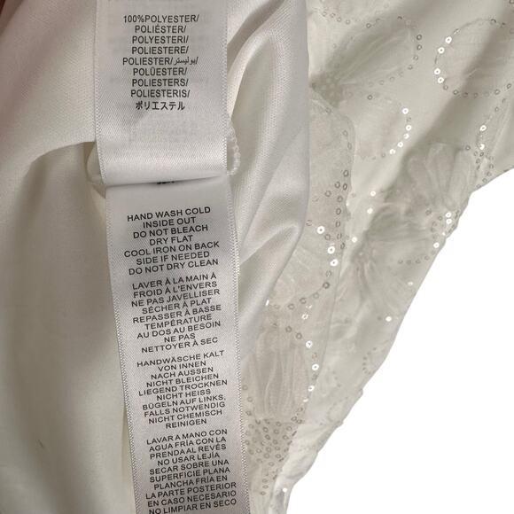 Adrianna Papell Tie Strap Lace Overlay Floral Midi Cocktail Dress White Size 16 - Picture 15 of 16